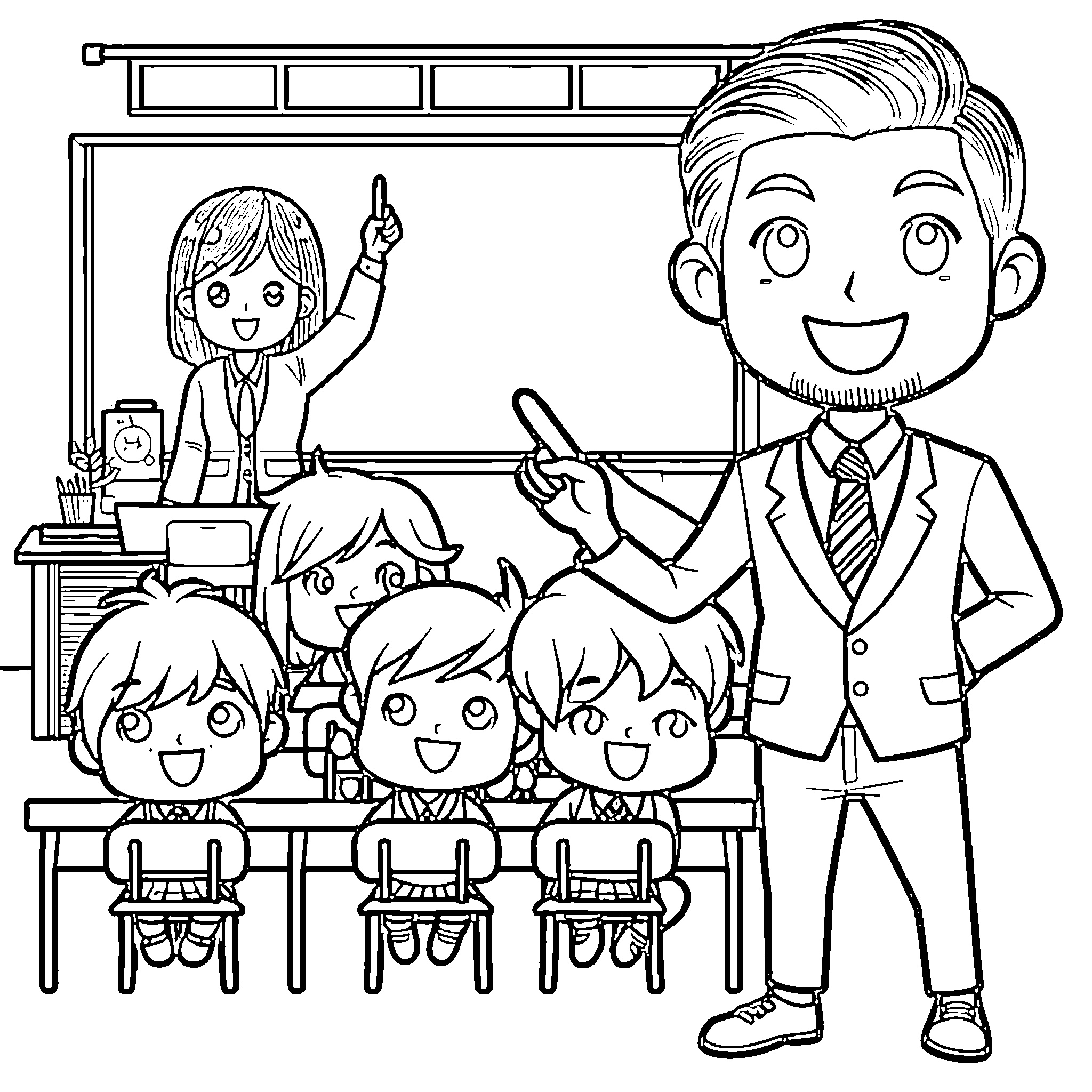 guru dan murid di kelas sekolah